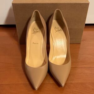 Christian Louboutin Beige Pointed-Toe Leather Pumps